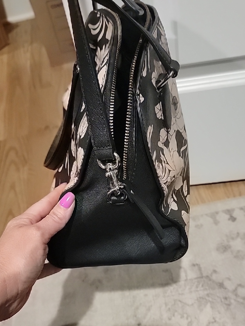 kate spade Black & Pink Floral Dome Satchel with Black Wallet - Picture 10 of 17